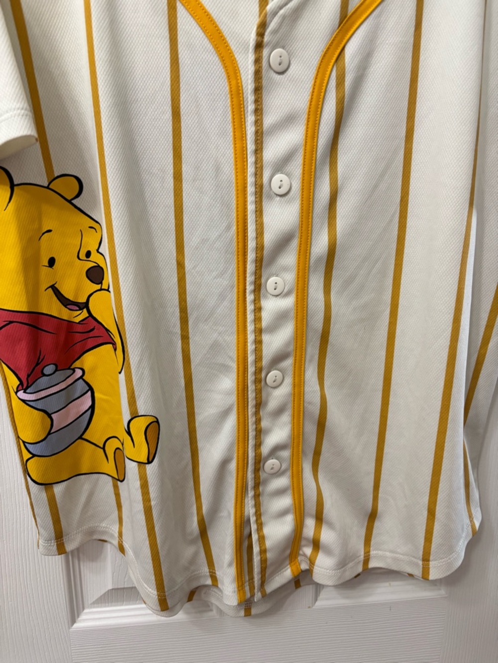 Disney Winnie The Pooh Pinstripe Button Down  Baseball Jersey Women’s Size - Picture 4 of 8